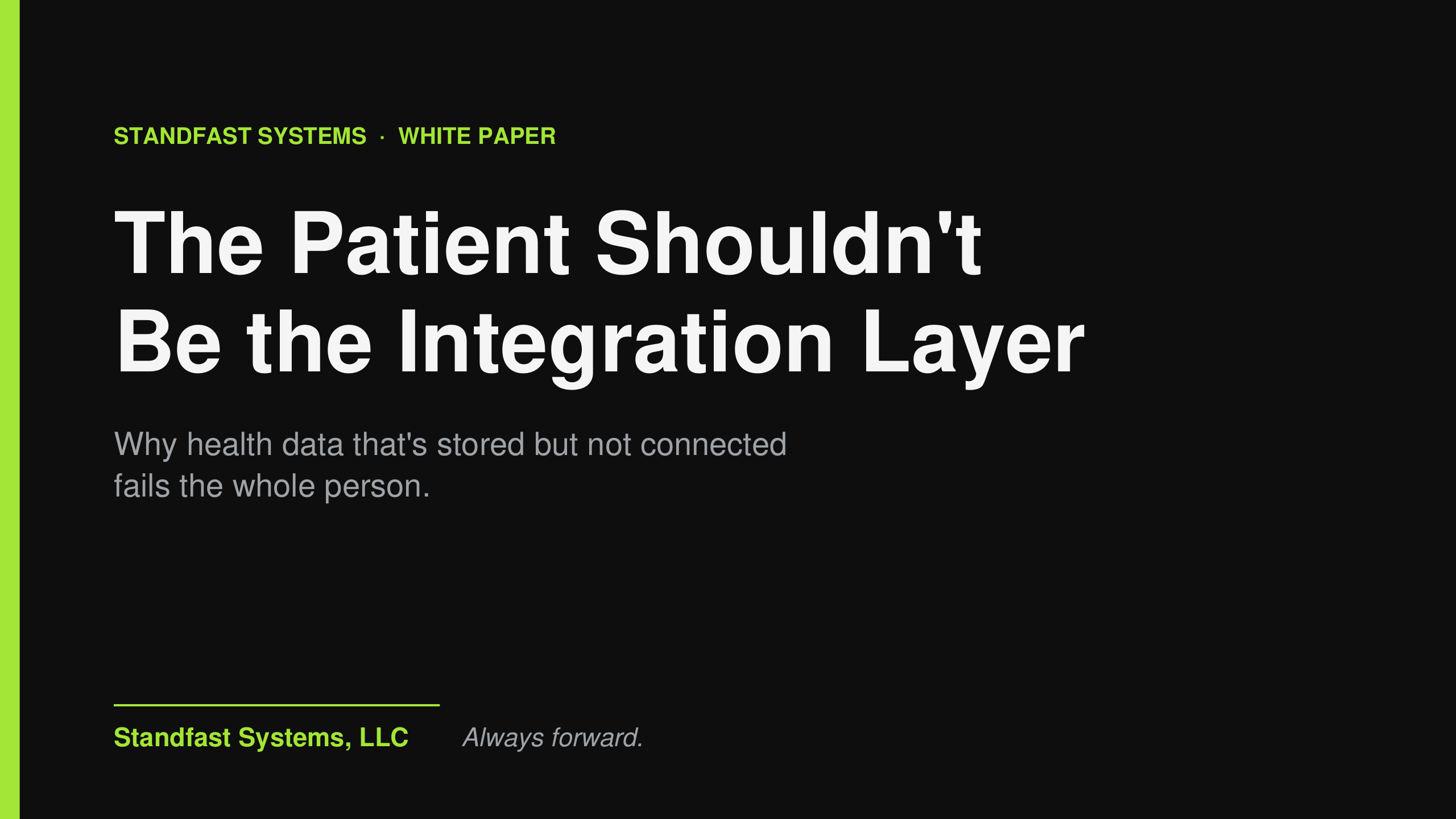 Cover art for the white paper: The Patient Shouldn't Be the Integration Layer