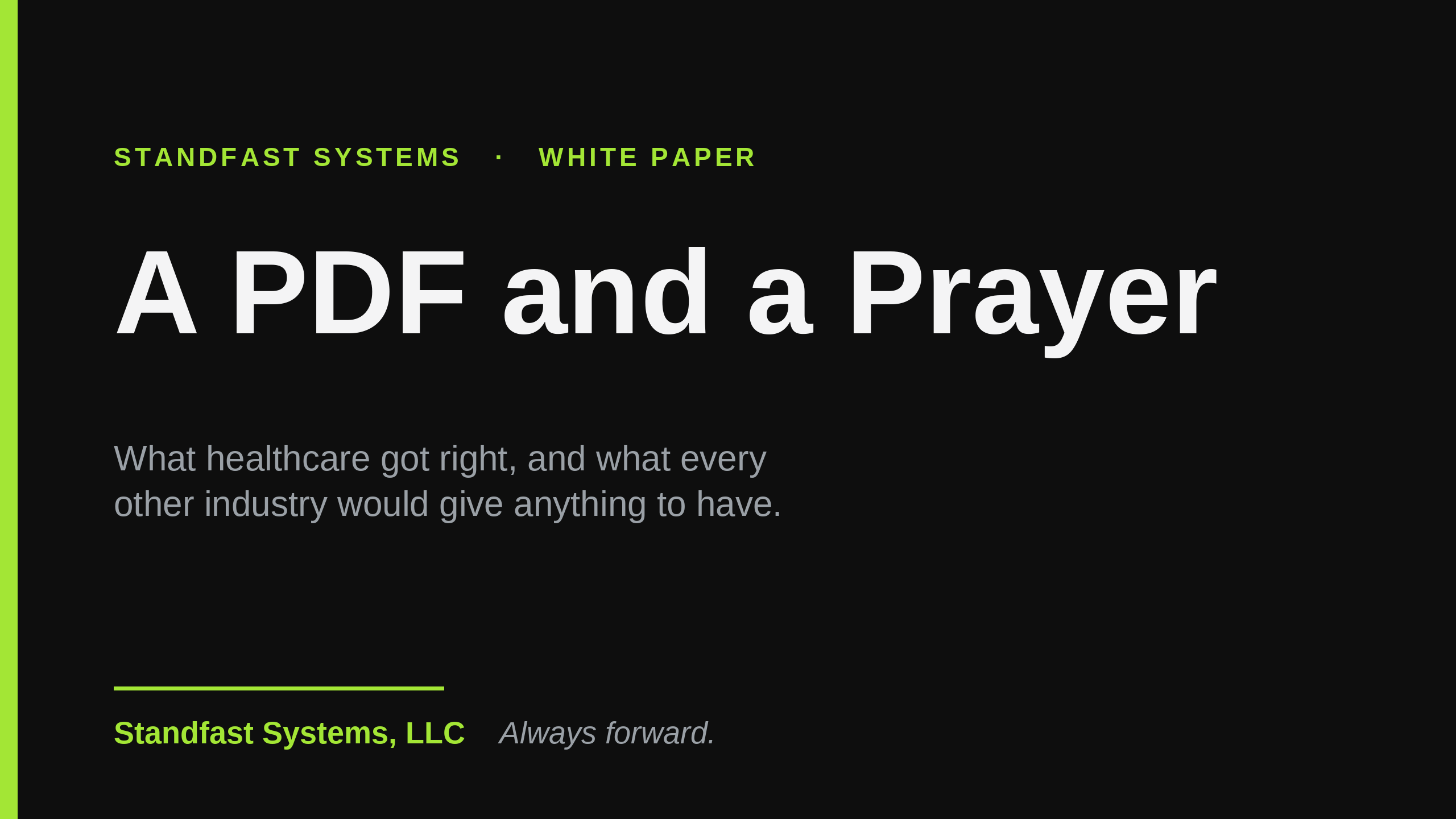 Cover art for the white paper: A PDF and a Prayer